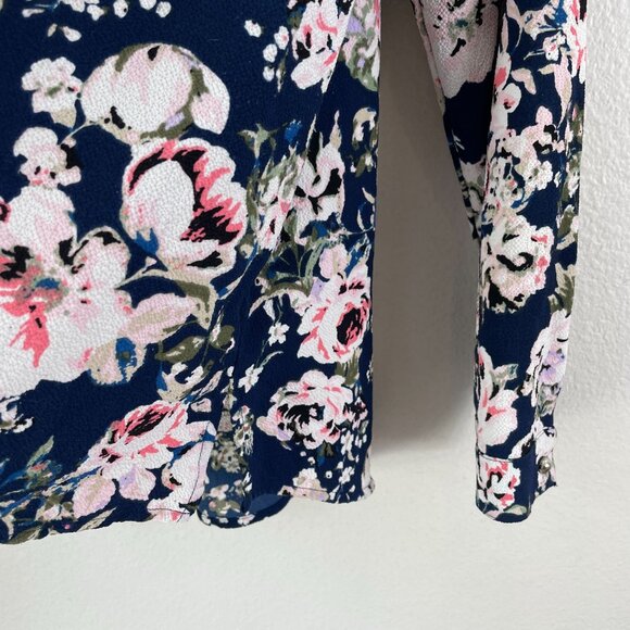 Roz & Ali Womens Plus 1X Floral Long Sleeve Blouse Shirt V Neck Top - Picture 8 of 10